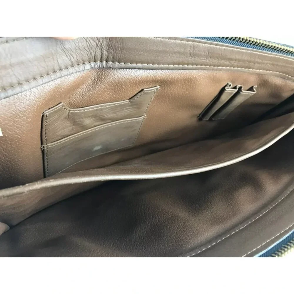 Savaage Briefcase Document Case Bag Unisex Brown Genuine Leather Top‎ Handle